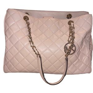 Michael Kors Susannah Large Leather Tote Bag Blush‎ Pink